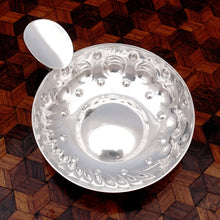 Load image into Gallery viewer, French Silver Tastevin Wine Taster Sommelier Cup, Ram Head Handle
