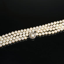 Load image into Gallery viewer, J. Köhle Cultured Pearl Necklace 14K Gold Diamond Clasp Opera Length

