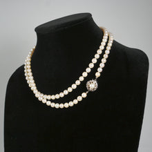 Load image into Gallery viewer, J. Köhle Cultured Pearl Necklace 14K Gold Diamond Clasp Opera Length
