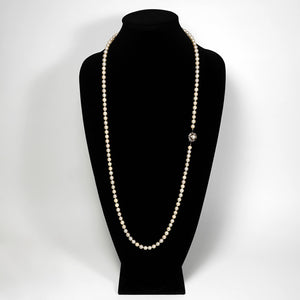 J. Köhle Cultured Pearl Necklace 14K Gold Diamond Clasp Opera Length