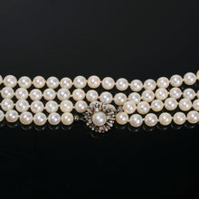 Load image into Gallery viewer, J. Köhle Cultured Pearl Necklace 14K Gold Diamond Clasp Opera Length
