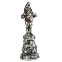 Load image into Gallery viewer, Antique .900 Silver Figural Wax Seal Desk Stamp Gnome &amp; Lizard
