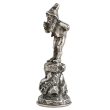 Load image into Gallery viewer, Antique .900 Silver Figural Wax Seal Desk Stamp Gnome &amp; Lizard

