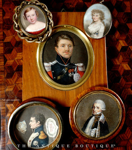 Antique French Miniature Portrait Military Officer Uniform Lancier de Nemours