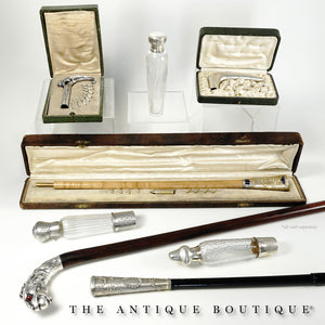 Art Nouveau Austrian Silver Parasol Umbrella Handle Set, Dress Cane Handle