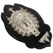 Load image into Gallery viewer, Antique French Silver Gilt Bronze Holy Family Religious Water Font Wall Plaque
