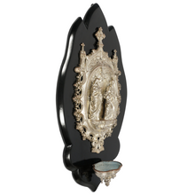 Load image into Gallery viewer, Antique French Silver Gilt Bronze Holy Family Religious Water Font Wall Plaque
