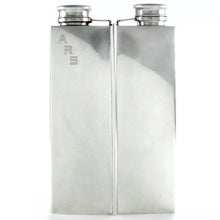 Load image into Gallery viewer, RARE Large Art Deco Sterling Silver 2 Pint Double Chamber Whiskey Spirits Hip Flask
