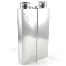Load image into Gallery viewer, RARE Large Art Deco Sterling Silver 2 Pint Double Chamber Whiskey Spirits Hip Flask
