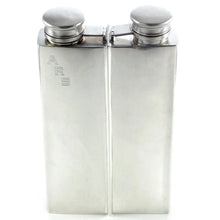 Load image into Gallery viewer, RARE Large Art Deco Sterling Silver 2 Pint Double Chamber Whiskey Spirits Hip Flask

