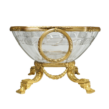 Load image into Gallery viewer, Antique French Cut Crystal Gilt Bronze Centerpiece Bowl Large Jardiniere
