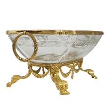 Load image into Gallery viewer, Antique French Cut Crystal Gilt Bronze Centerpiece Bowl Large Jardiniere
