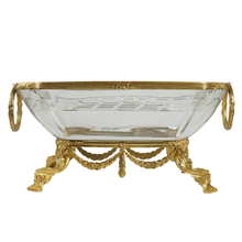 Load image into Gallery viewer, Antique French Cut Crystal Gilt Bronze Centerpiece Bowl Large Jardiniere
