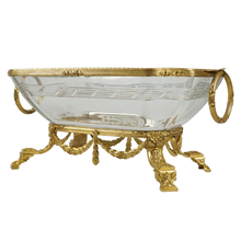 Load image into Gallery viewer, Antique French Cut Crystal Gilt Bronze Centerpiece Bowl Large Jardiniere
