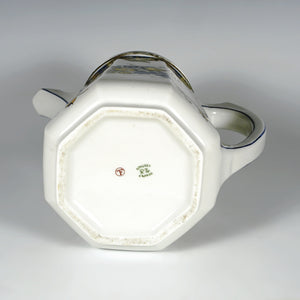 Art Deco French Limoges Porcelain Tetard Freres Silver Mounted Coffee Pot