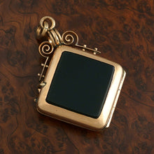 Load image into Gallery viewer, Antique Victorian Gold Filled Locket Pendant Hematite Intaglio Centurion
