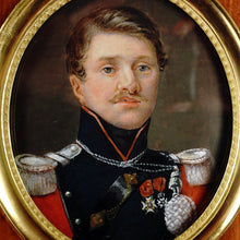 Load image into Gallery viewer, Antique French Miniature Portrait Military Officer Uniform Lancier de Nemours
