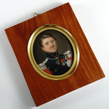 Load image into Gallery viewer, Antique French Miniature Portrait Military Officer Uniform Lancier de Nemours
