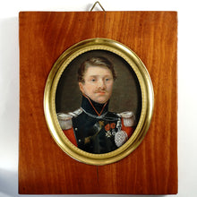 Load image into Gallery viewer, Antique French Miniature Portrait Military Officer Uniform Lancier de Nemours
