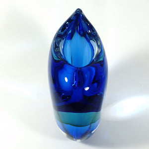 Large Luigi Onesto Murano Italian Sommerso Blue Vase Italian Modernist