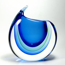 Load image into Gallery viewer, Large Luigi Onesto Murano Italian Sommerso Blue Vase Italian Modernist
