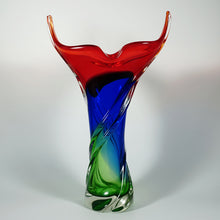 Load image into Gallery viewer, Large Italian Murano Sommerso Glass Vase Free Form 16.5&quot; Tall
