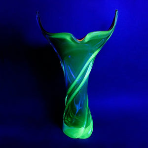 Large Italian Murano Sommerso Glass Vase Free Form 16.5" Tall