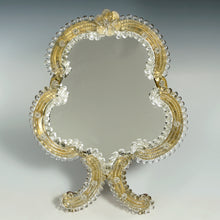 Load image into Gallery viewer, Italian Venetian Murano Art Glass Vanity Table Top Mirror, Gold Leaf Rosettes
