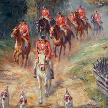 Load image into Gallery viewer, Willy P. Ahrweiler (1905–1987) Oil Painting of a Fox Hunt, Horses and Hounds
