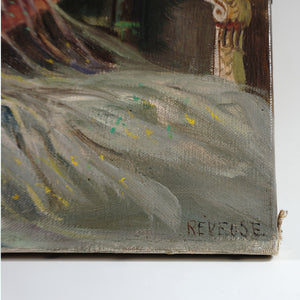 Portrait of Reclining Nude French School Oil Painting Art Deco
