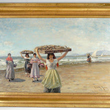 Load image into Gallery viewer, Heinrich Rasch (1840-1913) German Oil Painting Women by the Sea
