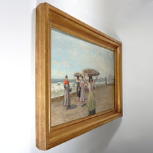 Load image into Gallery viewer, Heinrich Rasch (1840-1913) German Oil Painting Women by the Sea
