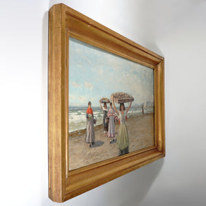 Heinrich Rasch (1840-1913) German Oil Painting Women by the Sea