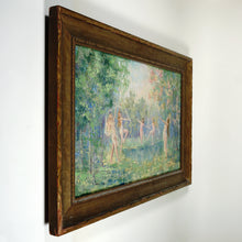 Load image into Gallery viewer, Listed Texas Artist Leola Freeman, Dancing Nymphs in a Forest Oil Painting, American Impressionist
