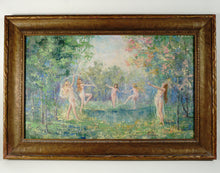 Load image into Gallery viewer, Listed Texas Artist Leola Freeman, Dancing Nymphs in a Forest Oil Painting, American Impressionist
