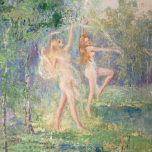 Load image into Gallery viewer, Listed Texas Artist Leola Freeman, Dancing Nymphs in a Forest Oil Painting, American Impressionist
