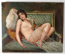 Load image into Gallery viewer, Portrait of Reclining Nude French School Oil Painting Art Deco

