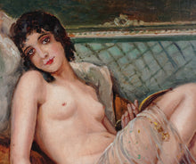 Load image into Gallery viewer, Portrait of Reclining Nude French School Oil Painting Art Deco
