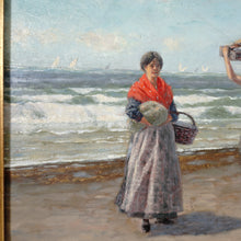 Load image into Gallery viewer, Heinrich Rasch (1840-1913) German Oil Painting Women by the Sea
