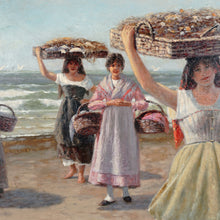 Load image into Gallery viewer, Heinrich Rasch (1840-1913) German Oil Painting Women by the Sea
