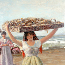 Load image into Gallery viewer, Heinrich Rasch (1840-1913) German Oil Painting Women by the Sea
