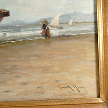 Load image into Gallery viewer, Heinrich Rasch (1840-1913) German Oil Painting Women by the Sea

