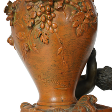 Load image into Gallery viewer, PAIR Antique French Bronze &amp; Marble Vases, Putti Figures, Signed Auguste Moreau
