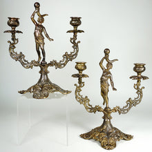 Load image into Gallery viewer, Vintage Bronze Candle Holders PAIR Candlestick Candelabras Figural Ornate
