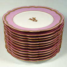 Load image into Gallery viewer, Antique French Old Paris Porcelain Pompadour Pink 15pc Dessert Service Hand Painted Gilt Plates Set
