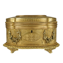 Load image into Gallery viewer, Antique Pietra Dura Stone Inlay Gilt Bronze Jewelry Casket Box
