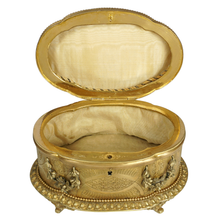 Load image into Gallery viewer, Antique Pietra Dura Stone Inlay Gilt Bronze Jewelry Casket Box
