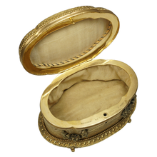 Load image into Gallery viewer, Antique Pietra Dura Stone Inlay Gilt Bronze Jewelry Casket Box
