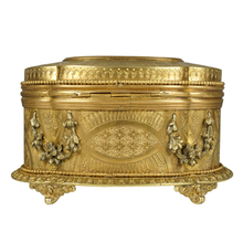 Load image into Gallery viewer, Antique Pietra Dura Stone Inlay Gilt Bronze Jewelry Casket Box
