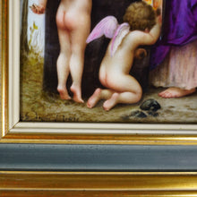 Load image into Gallery viewer, Antique French Porcelain Portrait Plaque Love&#39;s Menu, Maiden Lady with Cherubs Putti
